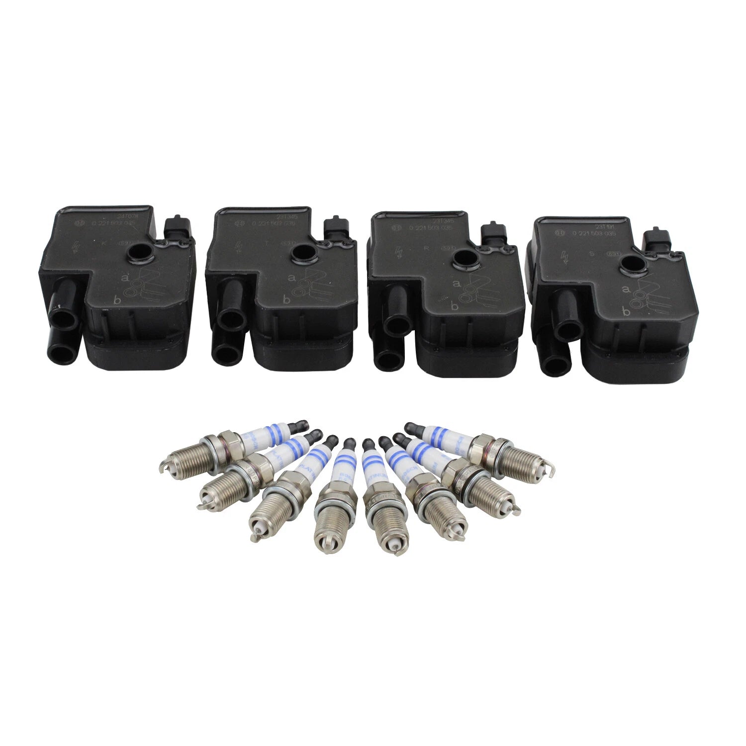 Set of 4 Ignition Coils & 8 Platinum Spark Plugs for Mercedes V8 (4.3L, 5.0L)