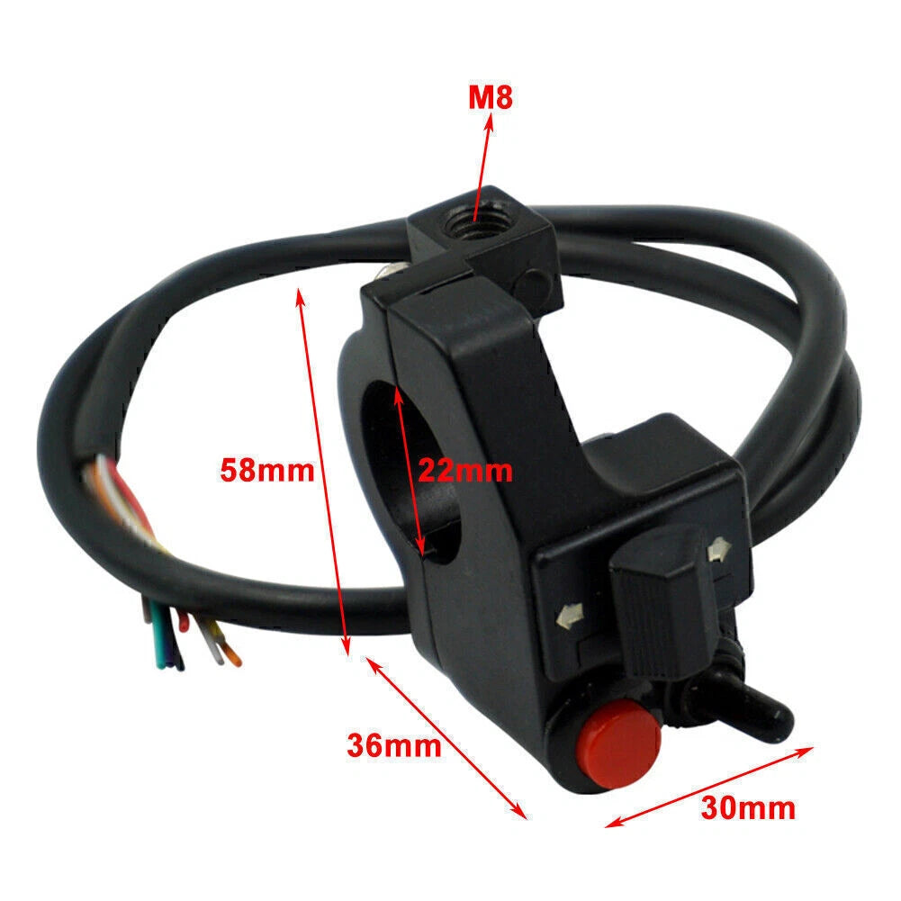7/8" Left Handlebar Switch for Motorcycle (Turn Signal, High/Low Beam, Horn)