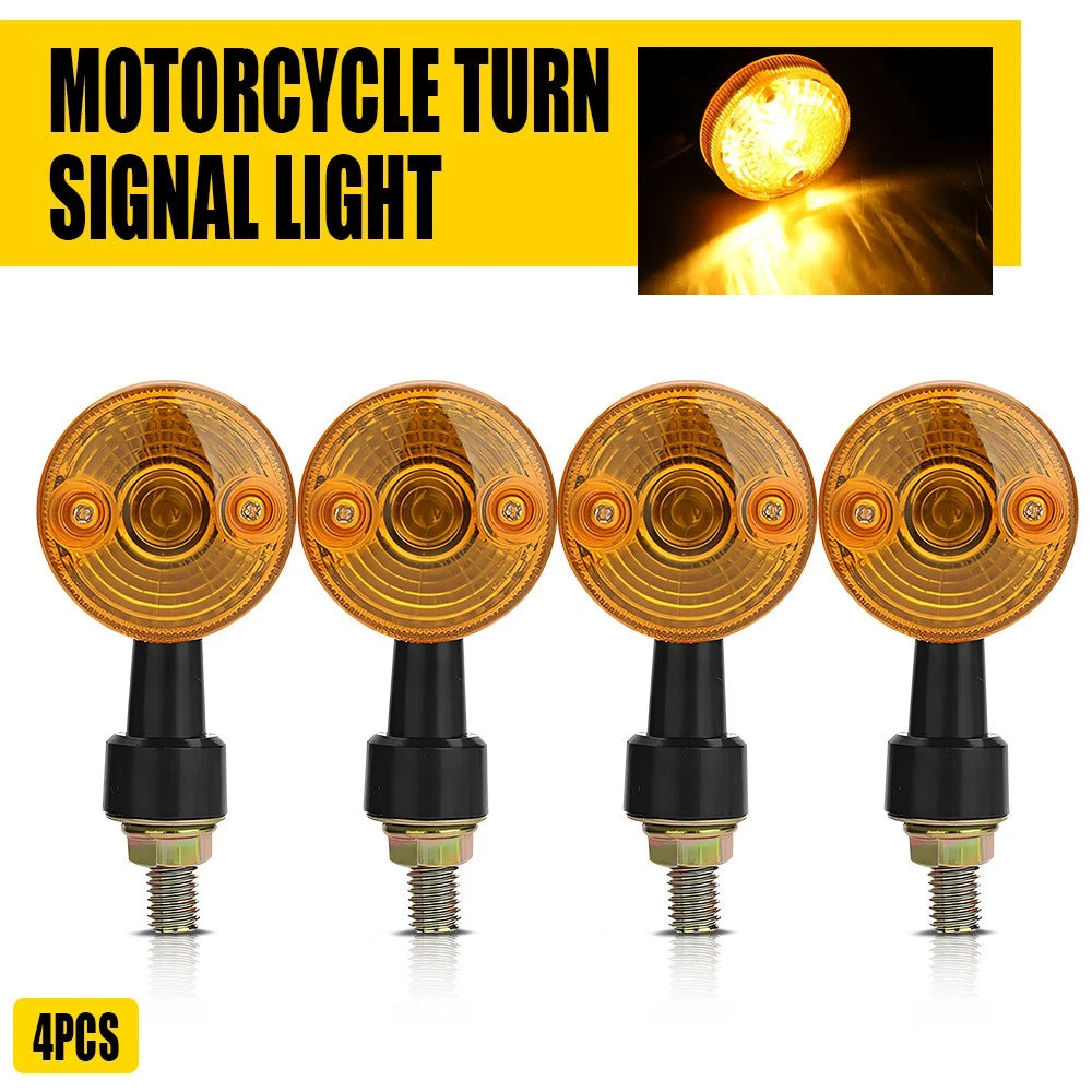 Set of 4 Amber LED Turn Signal Indicators for Motorcycle (12V)