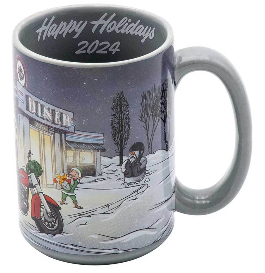 Ceramic Mug for Harley-Davidson Biker Santa Scene (2024) 15 Oz
