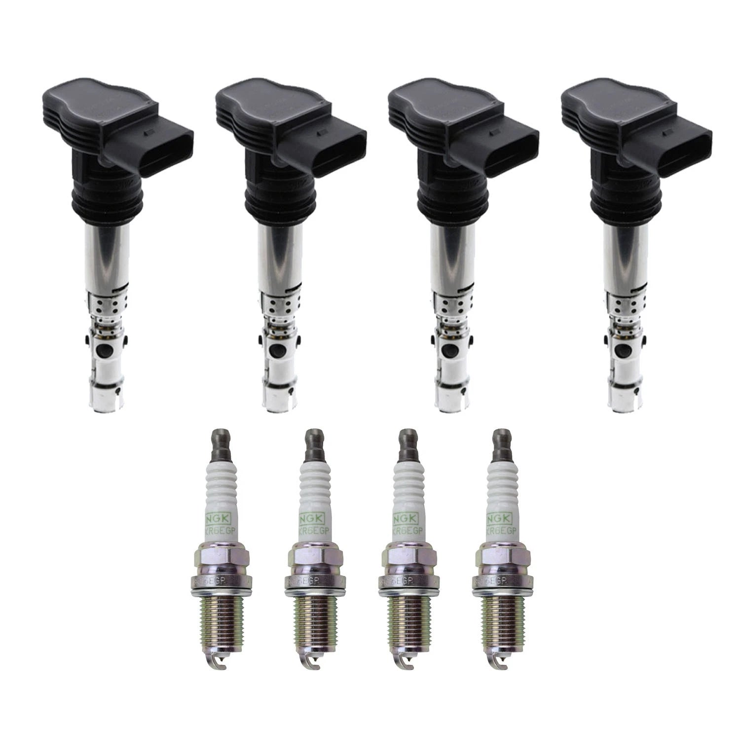 Set of 4 Ignition Coils & NGK G-Power Platinum Spark Plugs for Audi Volkswagen