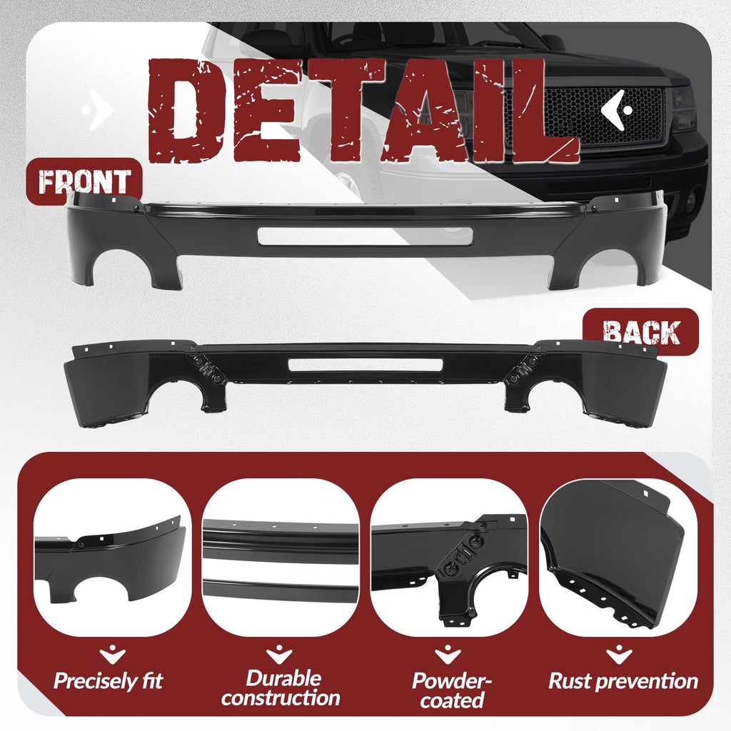 Front Bumper for GMC Sierra 1500 2500HD (2007–2013) Powder Coated Black Steel