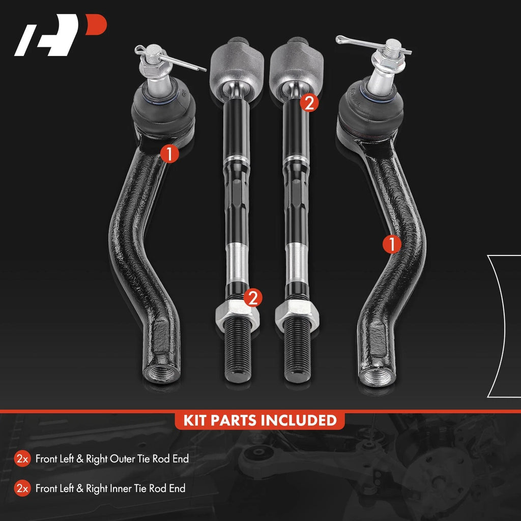 Set of 4 Front Inner Outer Tie Rods for Nissan Pathfinder (2013–2020)