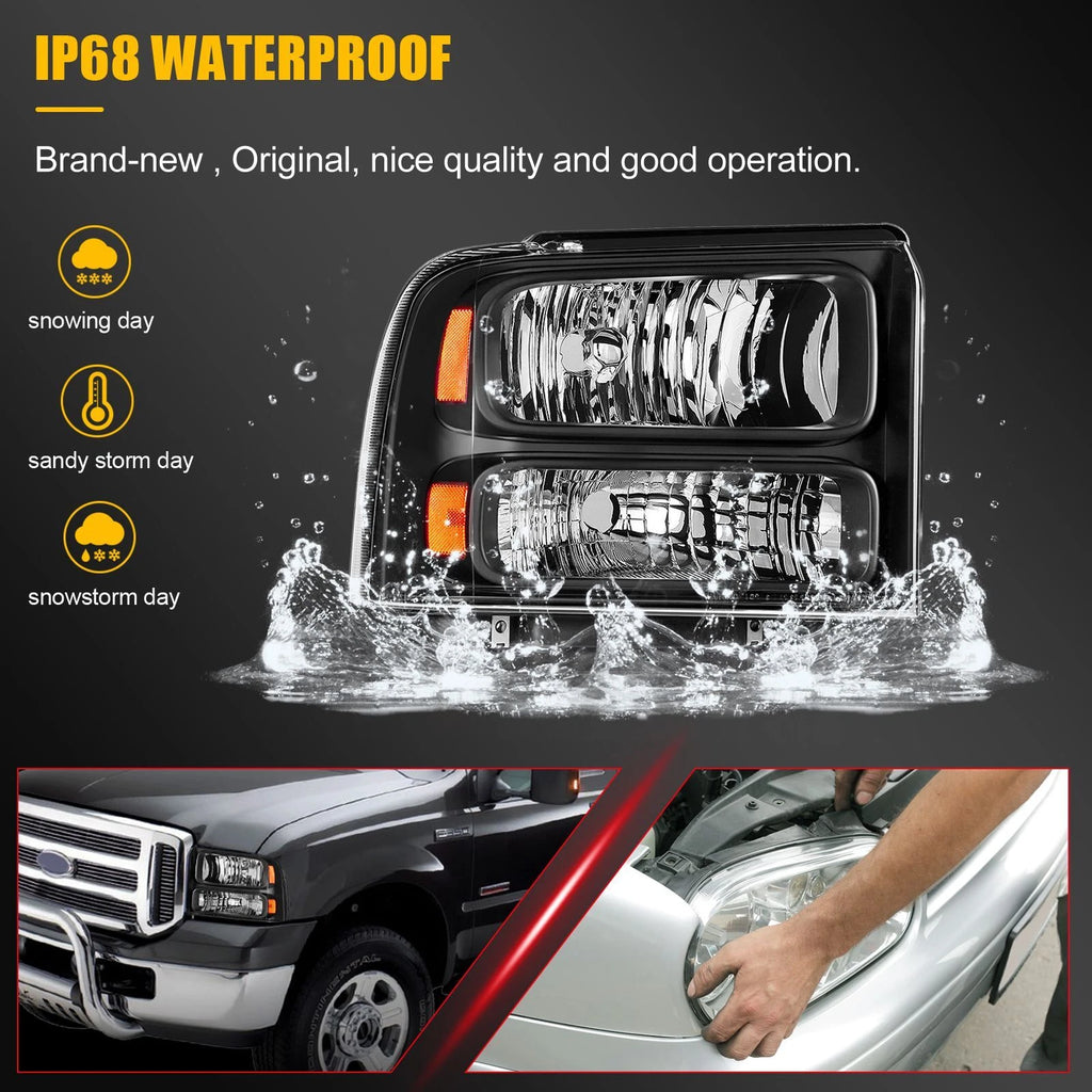 Headlight Assembly Pair for Ford F250 F350 F450 Super Duty (2005–2007)
