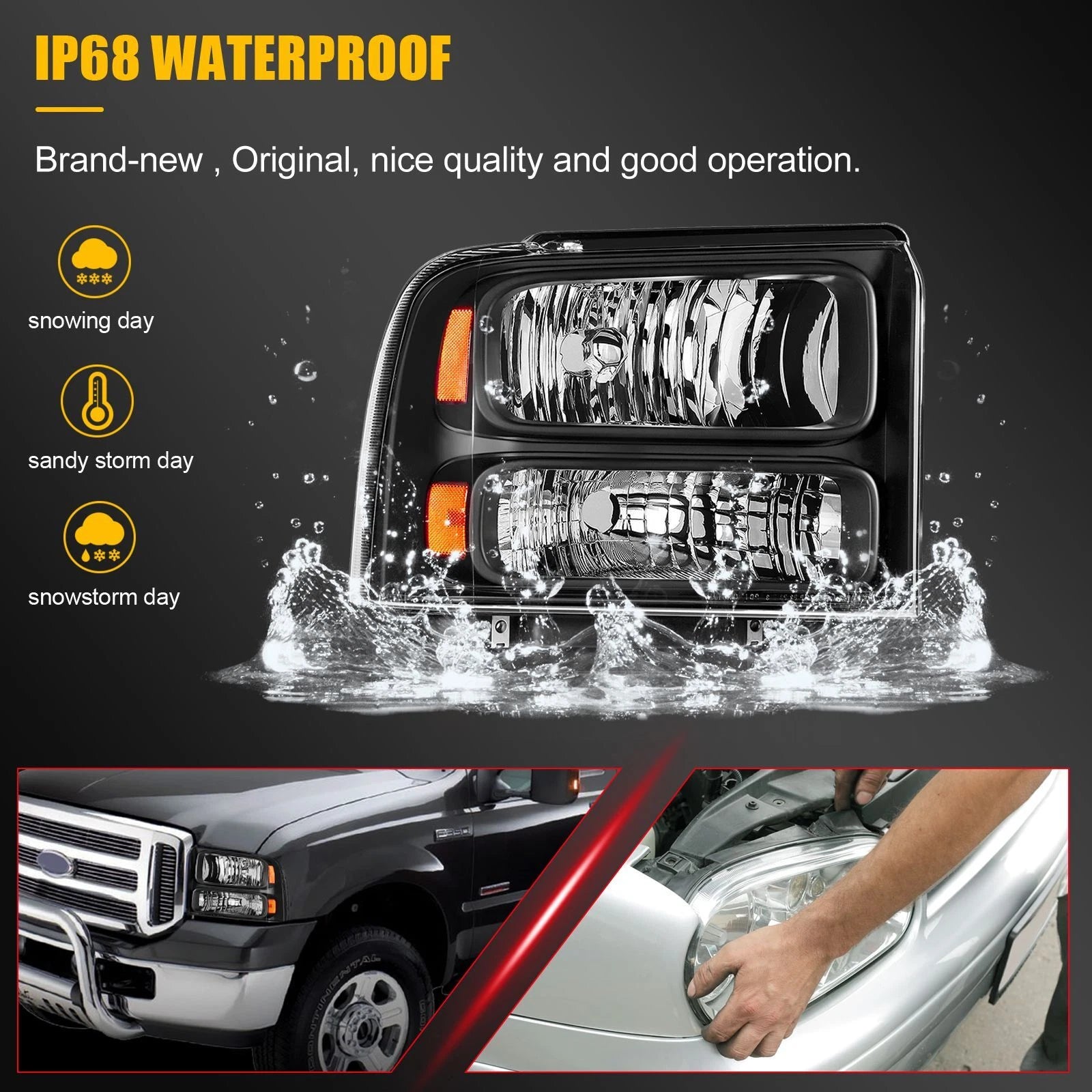 Headlight Assembly Pair for Ford F250 F350 F450 Super Duty (2005–2007)