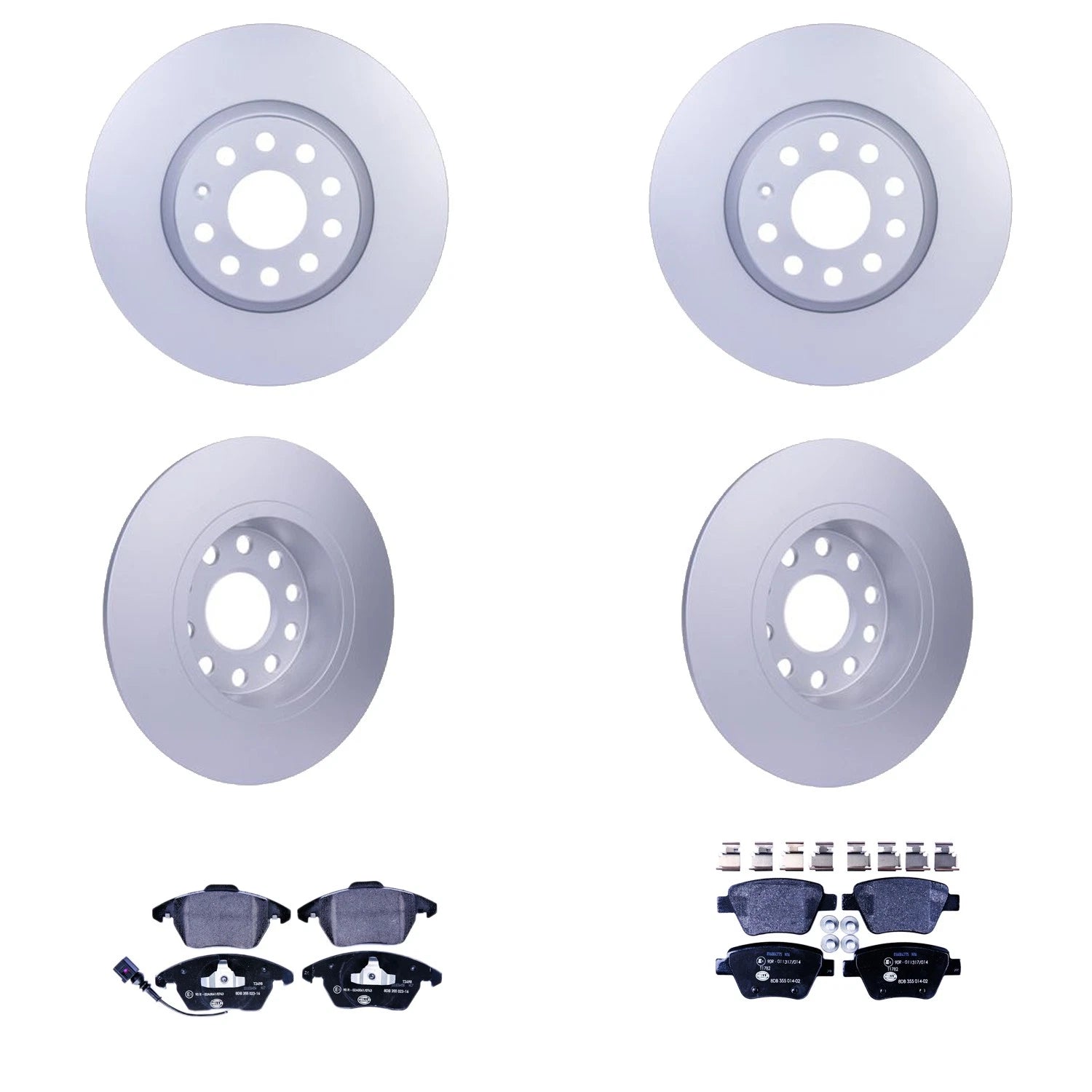 Set of 4 Hella Low-Met Disc Brake Pads for Audi A3 A3 Quattro