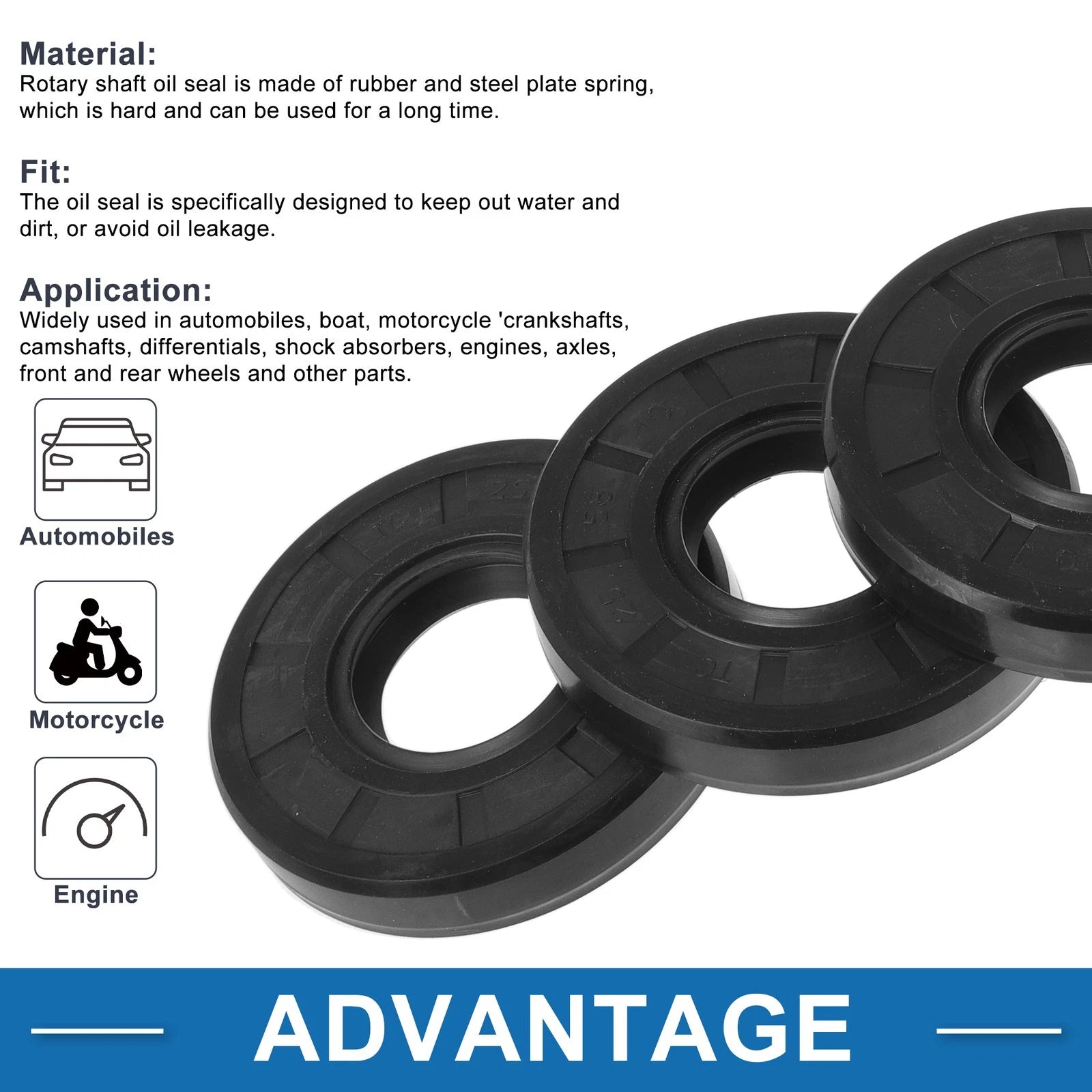 Set of 5 Oil Seal Ring 25x58x10mm for Rotary Shaft