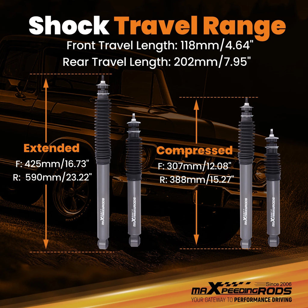 Complete Drop Shocks Set for Ford F100 F150 2WD (1965-1979)