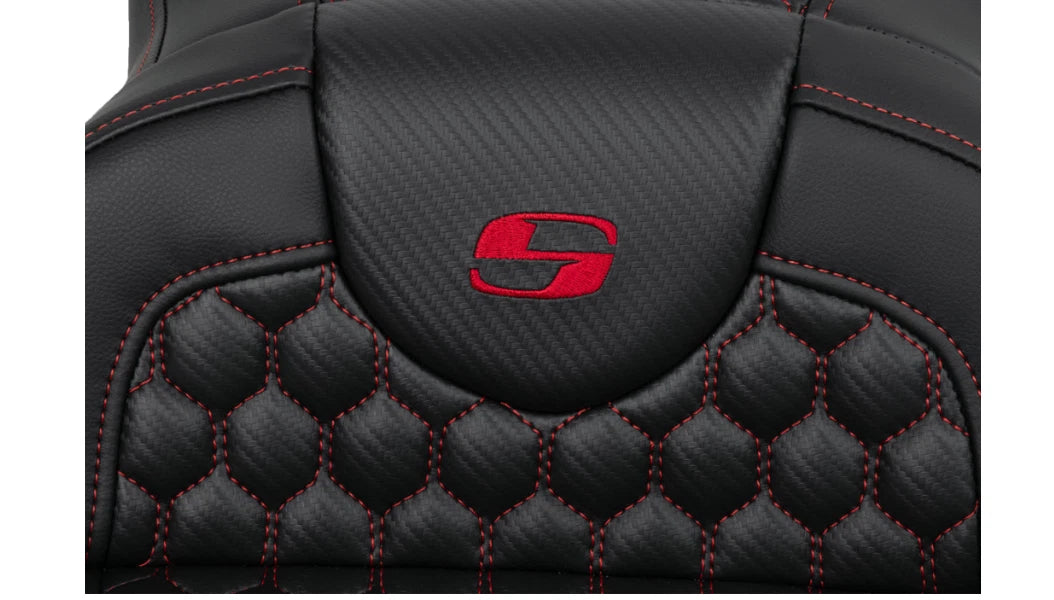 Saddlemen RoadSofa Seat for Harley Touring (2008–2024) Honeycomb Red Stitch