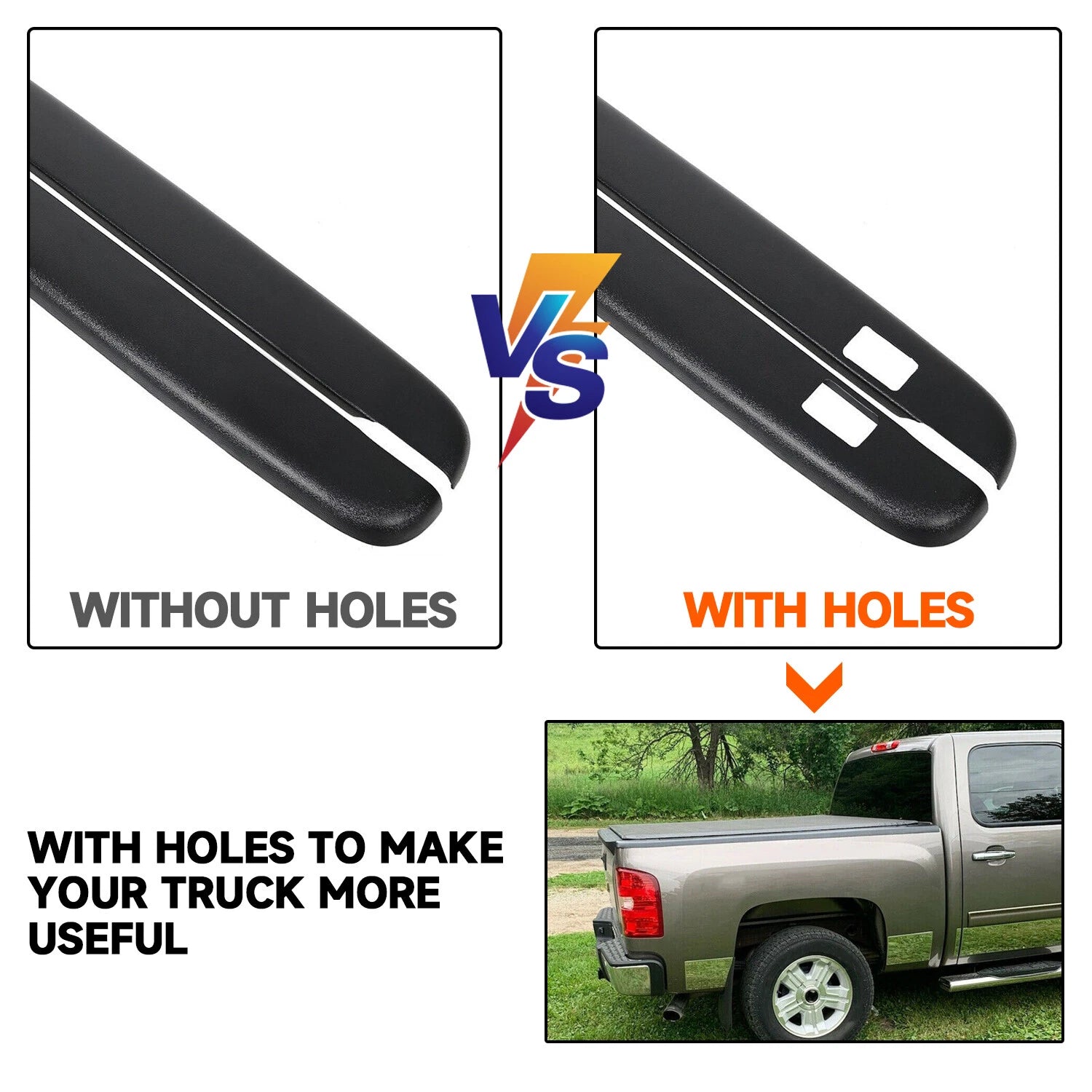 Pair of Bed Rail Caps for Chevy Silverado 1500 (2007–2013)
