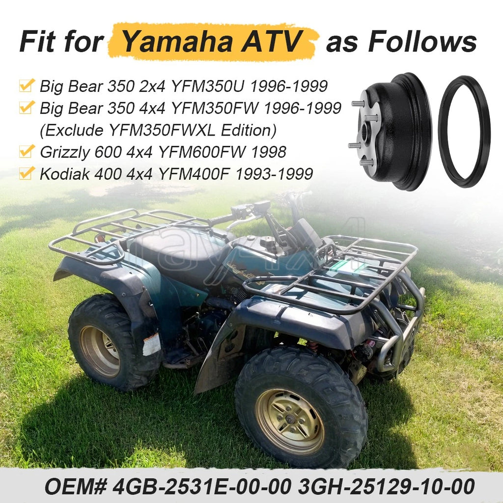 Rear Wheel Brake Drum w/ Seal Kit for Yamaha Kodiak 400 4x4 (1993–1999)