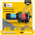 3000LBS Electric Winch for Truck Trailer - Waterproof Synthetic Rope