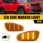 2X Amber Front LED Side Marker Lights Assembly for Jeep Renegade (2015–2023)