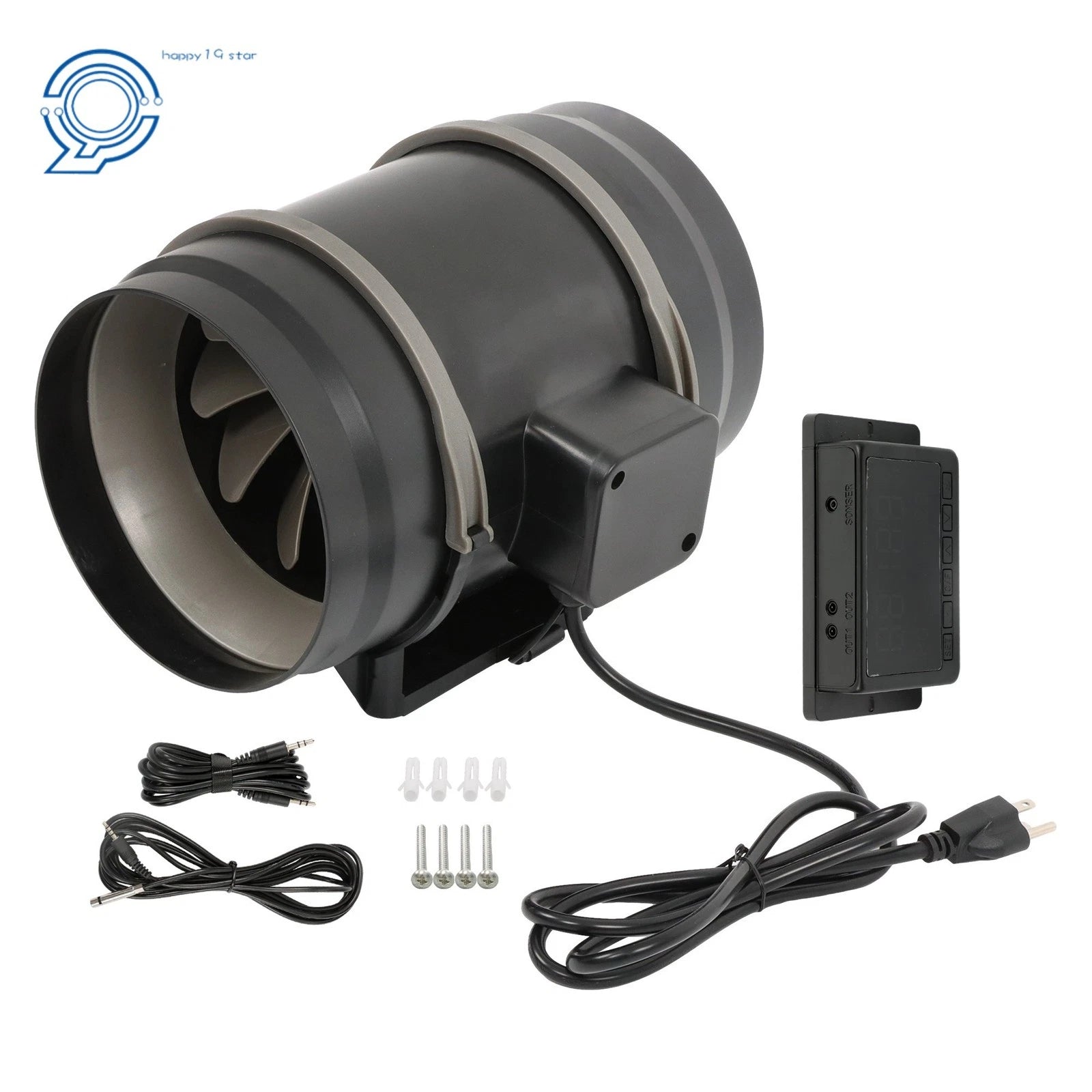 Inline Duct Fan 8 Inch 807 CFM EC Motor Temp Humidity Controller