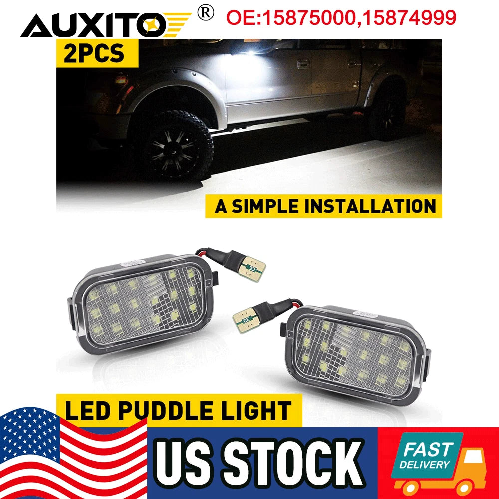 LED Side Mirror Puddle Lights for Cadillac Escalade, Chevy Silverado (2007–2014)