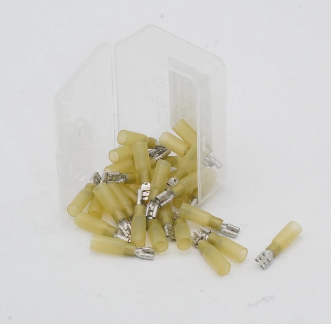 30-Pack Marine HDPE Heat Shrink 1/4" Push On Terminal 12-10 AWG