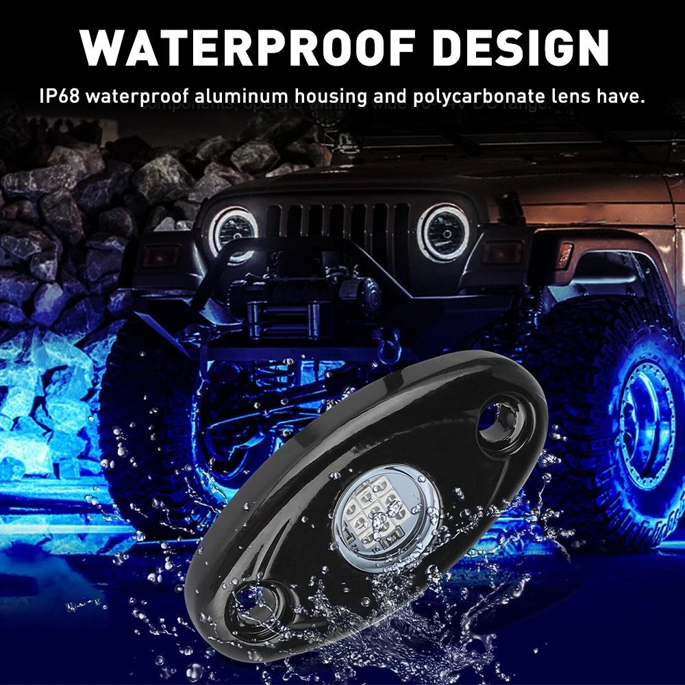 4Pcs Blue LED Rock Light Pods for SUV Pickup Truck UTV