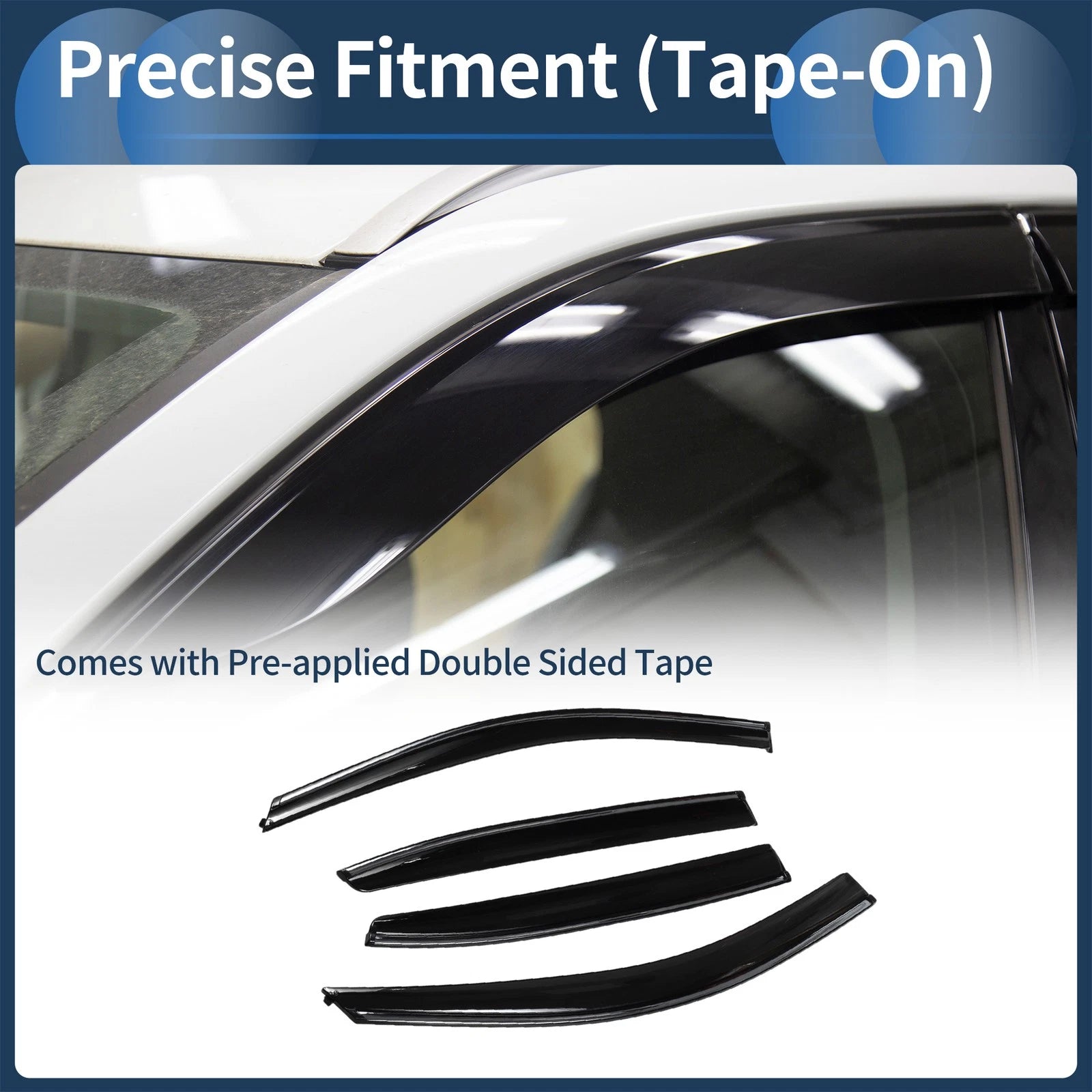 Set of 4 Window Deflectors for Honda Accord (2008) - Black Vent Visors