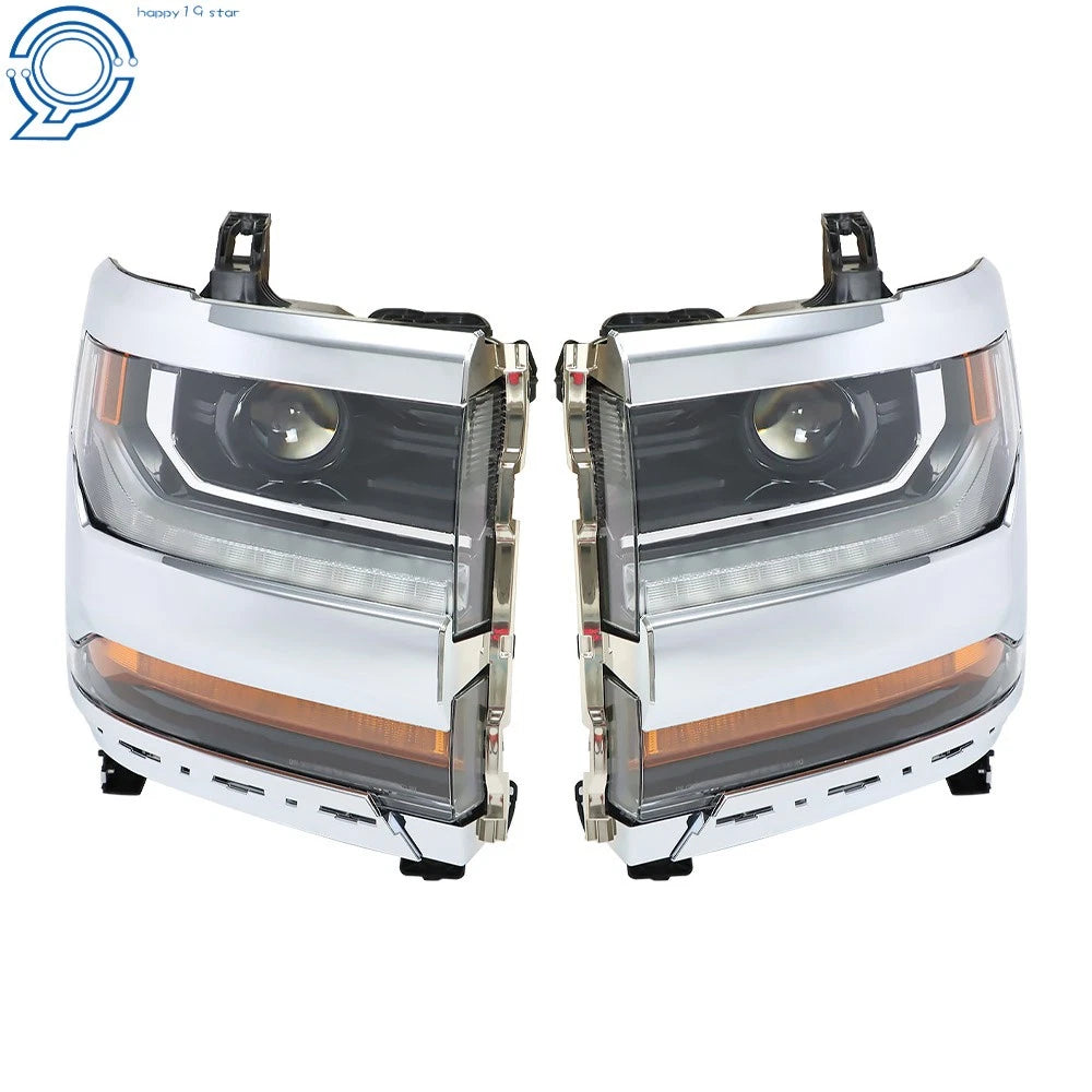 HID Xenon Headlights for Chevy Silverado 1500 (2016–2018) with DRL Chrome