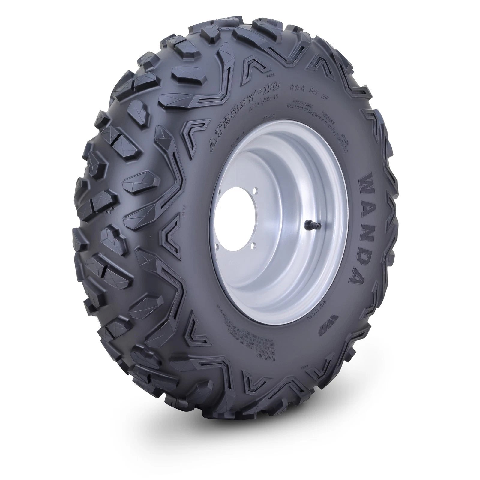 WANDA ATV Tire & Wheel Set of 2 23X7-10 4/110mm PCD Silver Wheel 10424