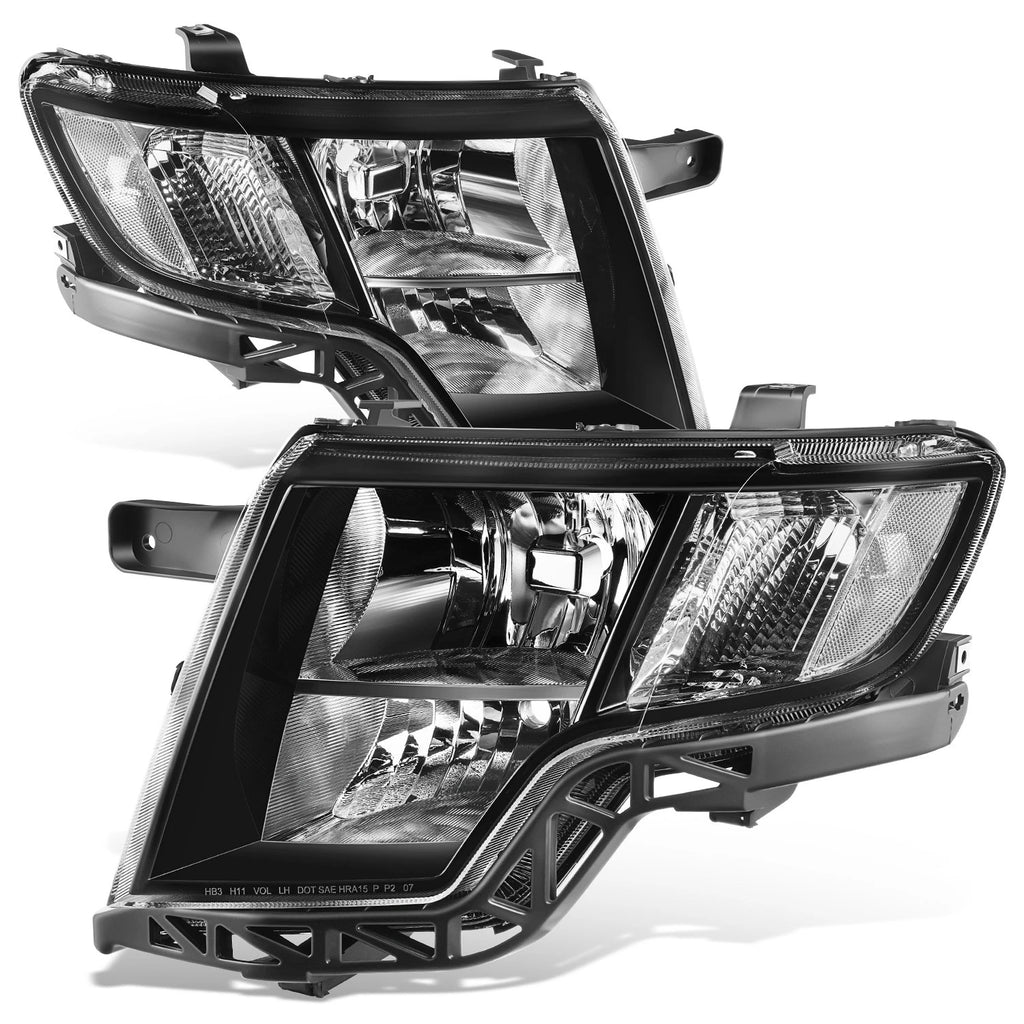 Black Housing Amber Corner Headlights for Ford Edge (2009–2010)