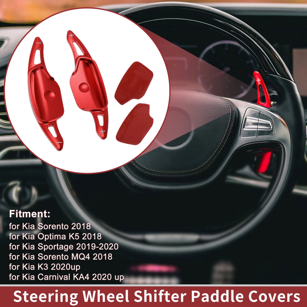 Set of 2 Red Aluminum Alloy Steering Wheel Paddles for Kia Sorento (2018)
