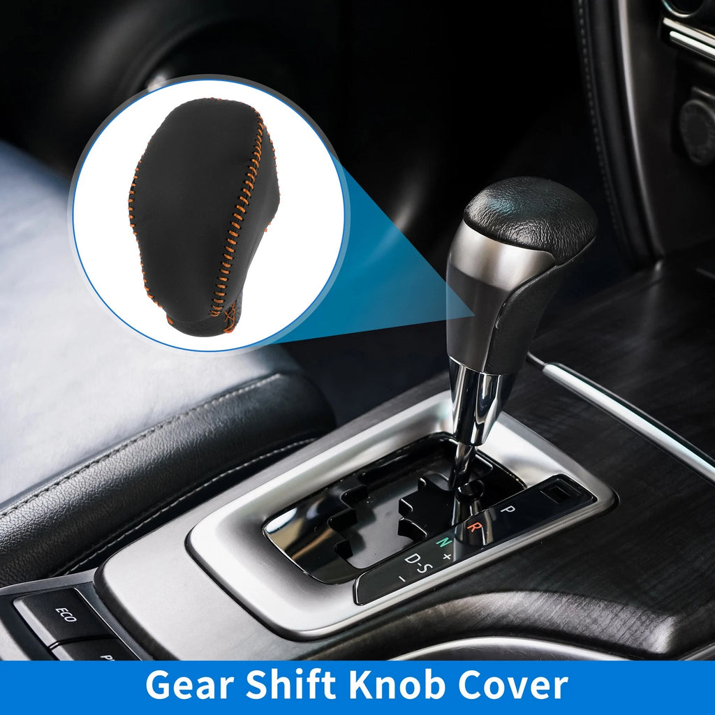 Gear Shift Knob Cover for Toyota RAV4 (2019–2024) Black Orange Faux Leather