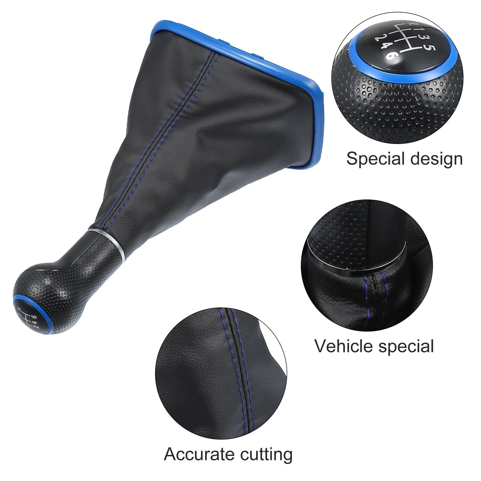 6 Speed Gear Shift Knob Boot with Blue Base for Volkswagen Golf (1997–2006)
