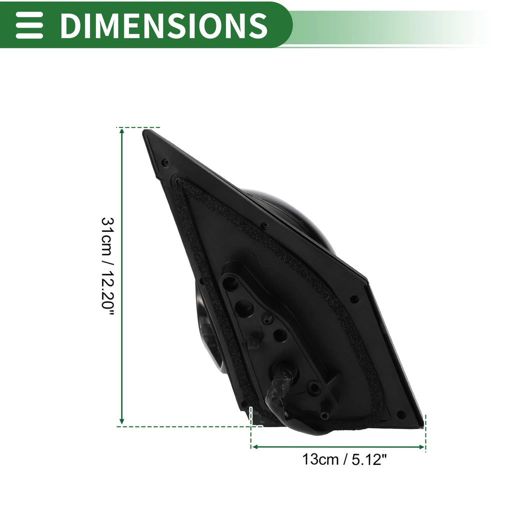 Left Side Door Mirror for Toyota RAV4 (2009–2012) Manual Folding Gloss Black