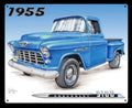 Vintage Metal Tin Sign for Chevy 3100 Pickup Truck (1955) 12x15 Blue