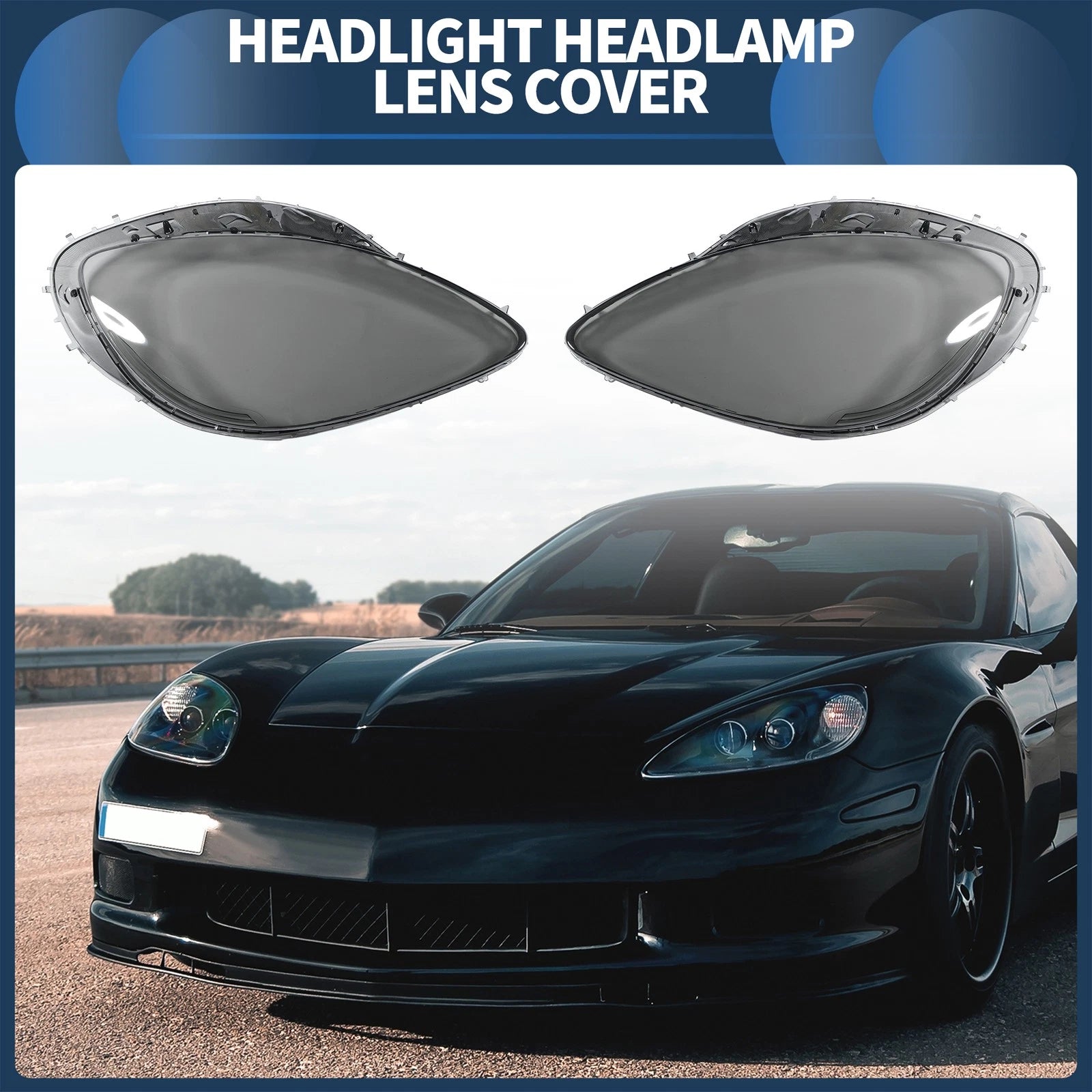 Pair Headlight Lens Covers for Chevrolet Corvette C6 (2005–2013)