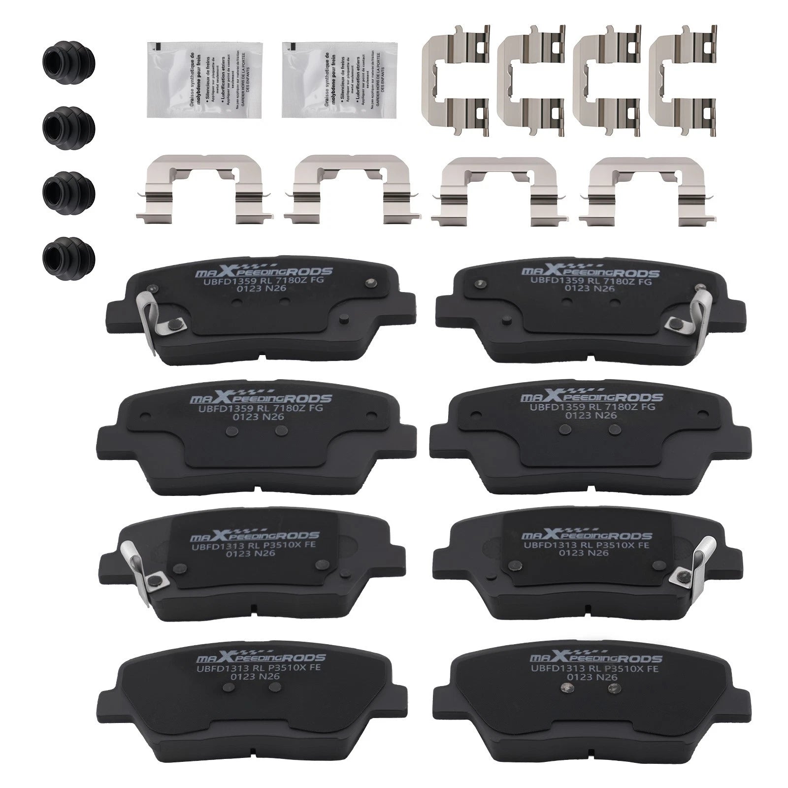 Front & Rear Brake Pads Kit for Hyundai Santa Fe (2010–2012) D1432 D1284