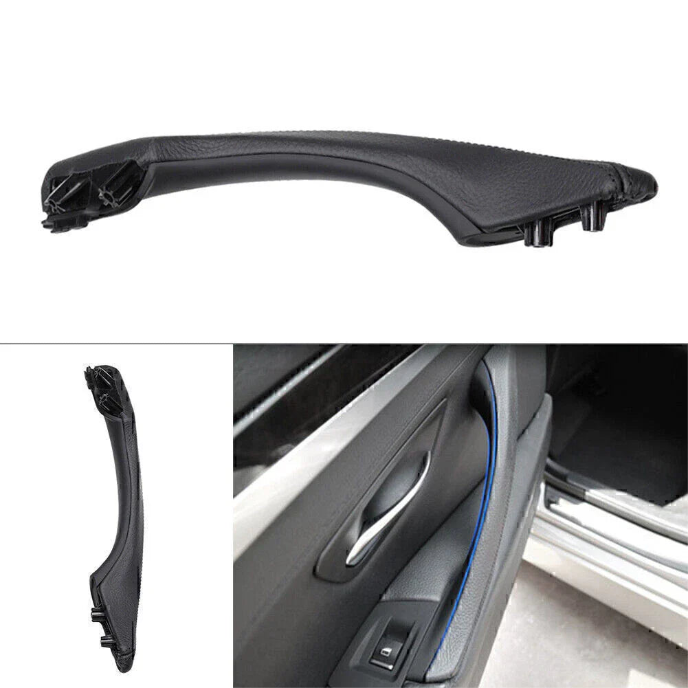 Black Leather Door Trim Pull Handle Left Side for BMW 5 Series (2010-2017)