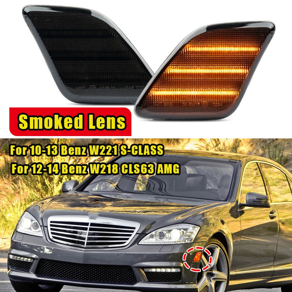 Smoked LED Bumper Side Marker Light for Mercedes W221 S-Class (2010–2013)
