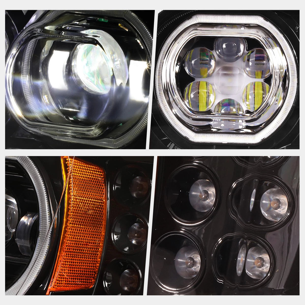 Dual LED Halo Projector Headlights for Peterbilt 388 389 567 (2008–2022)