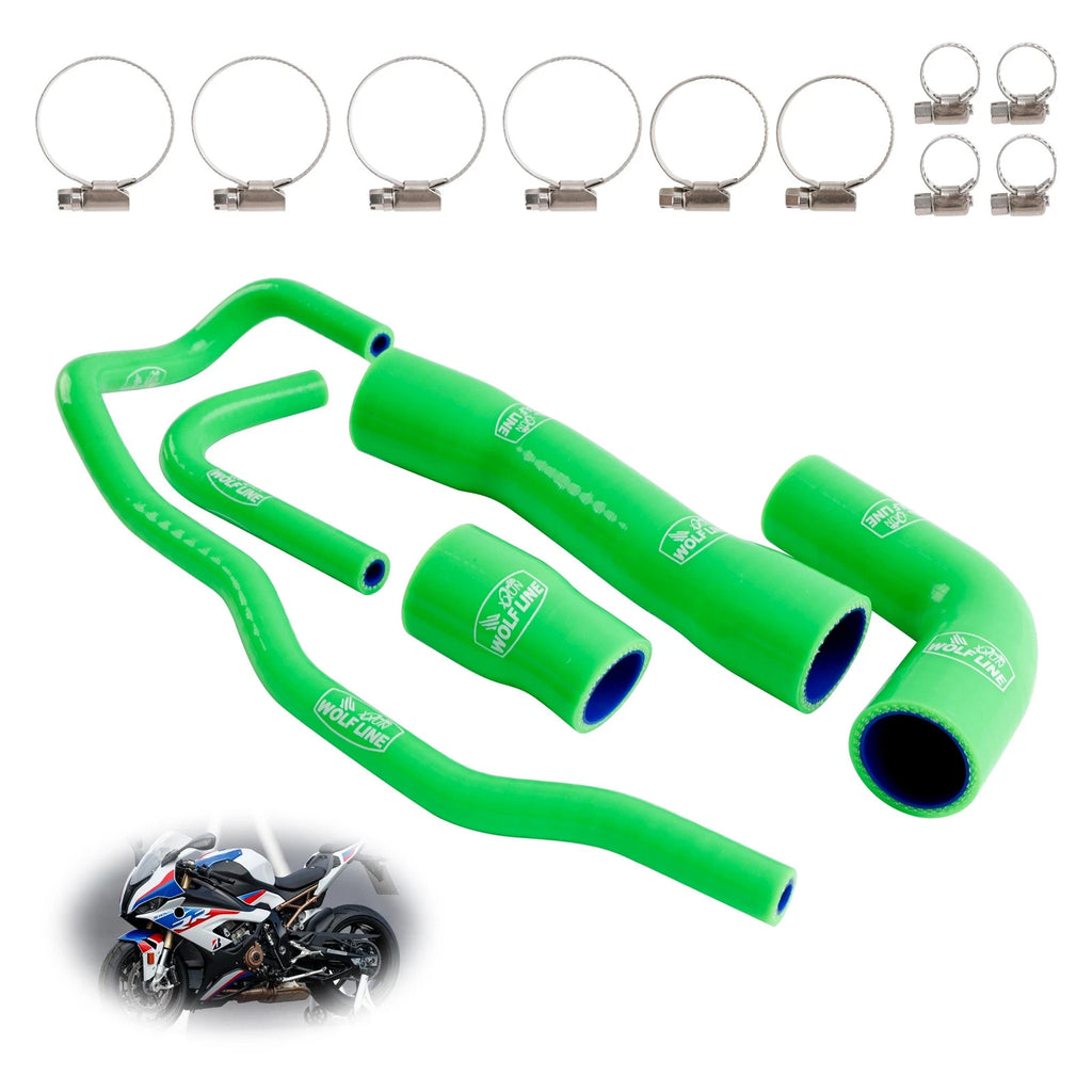 Silicone Radiator Coolant Hose Kit for BMW S1000RR (2019–2023) Green
