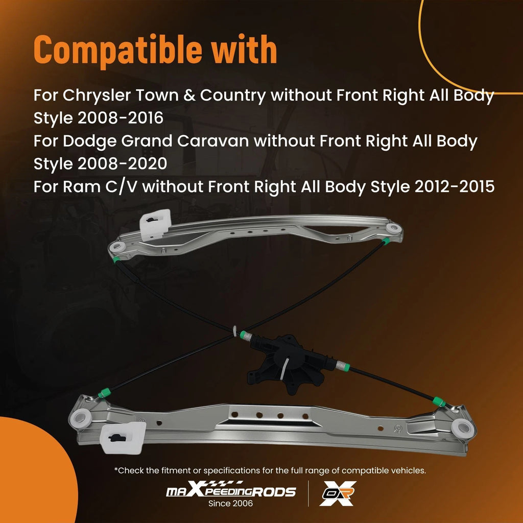 Front Right Passenger Window Regulator for Dodge Grand Caravan (2008-2020)