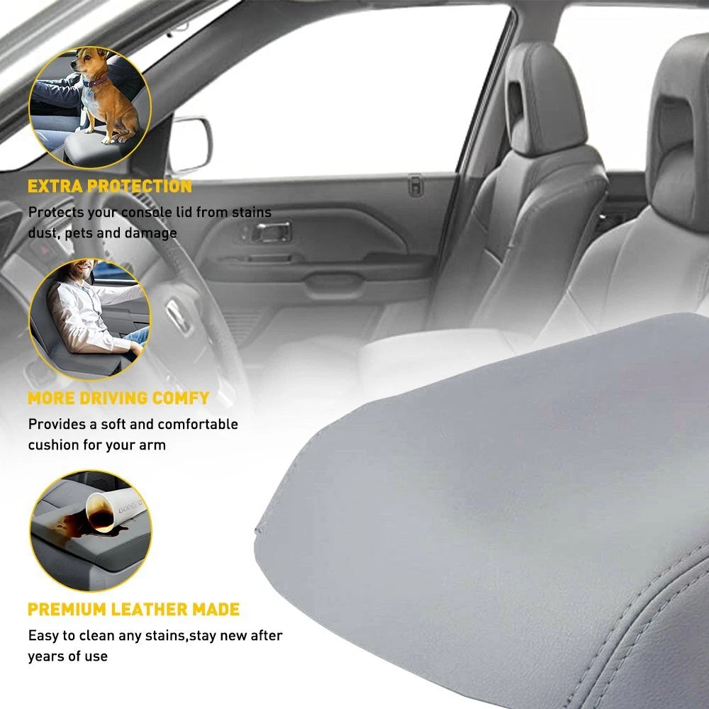 Leather Armrest Center Console Lid Trim Cover for Honda Pilot (2009–2015)