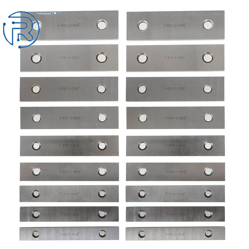 Set of 9 Steel Parallel Blocks for Precision Machining (6" Long, 1/4" Thick)