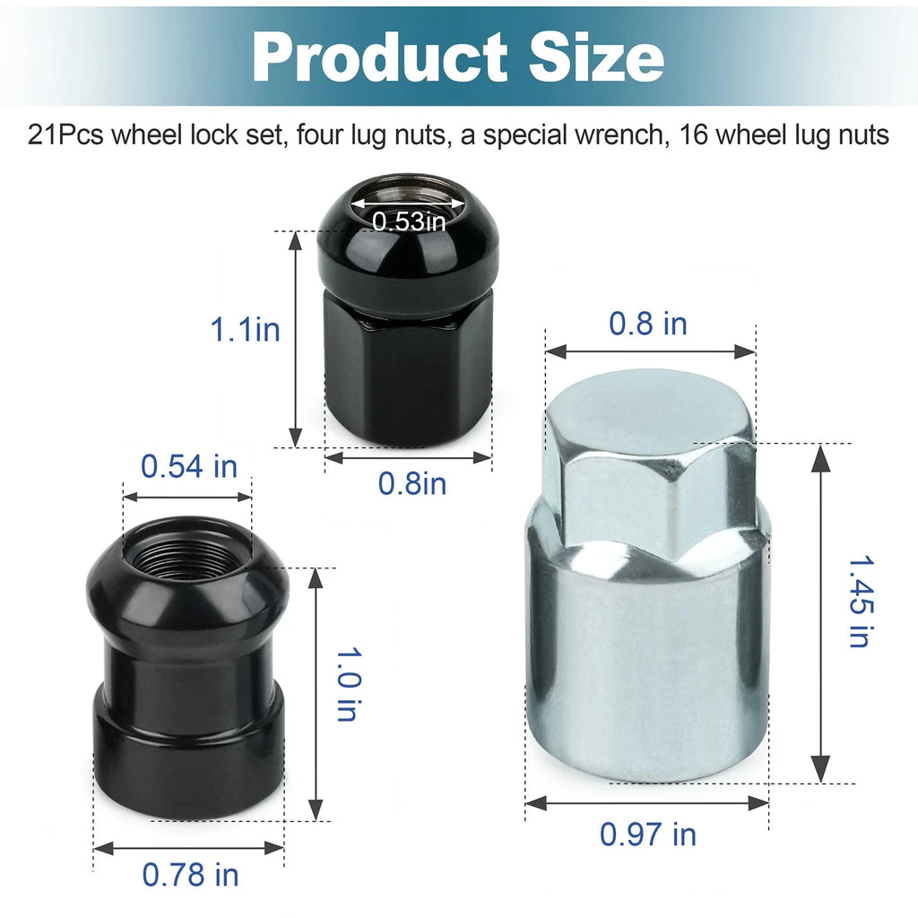 21Pcs Wheel Locks Lug Nuts Set for Honda CR-V (2017–2022) 08W42-S2A-100