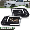 LED Tube Projector Headlights for Dodge Ram 1500 2500 3500 (2009–2012)