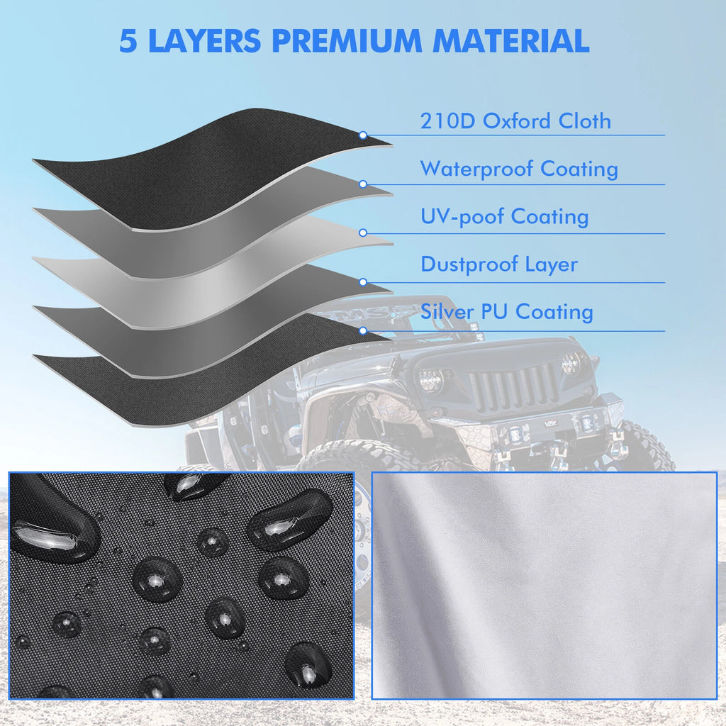 Car Cover for Jeep Wrangler 4 Door (2007–2024) Waterproof All Weather Protection