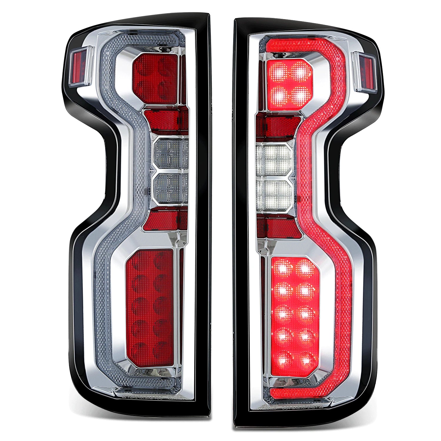 Full LED Chrome Red Tail Lights for Chevy Silverado 1500 WT LT 2500 HD (2019–2025)
