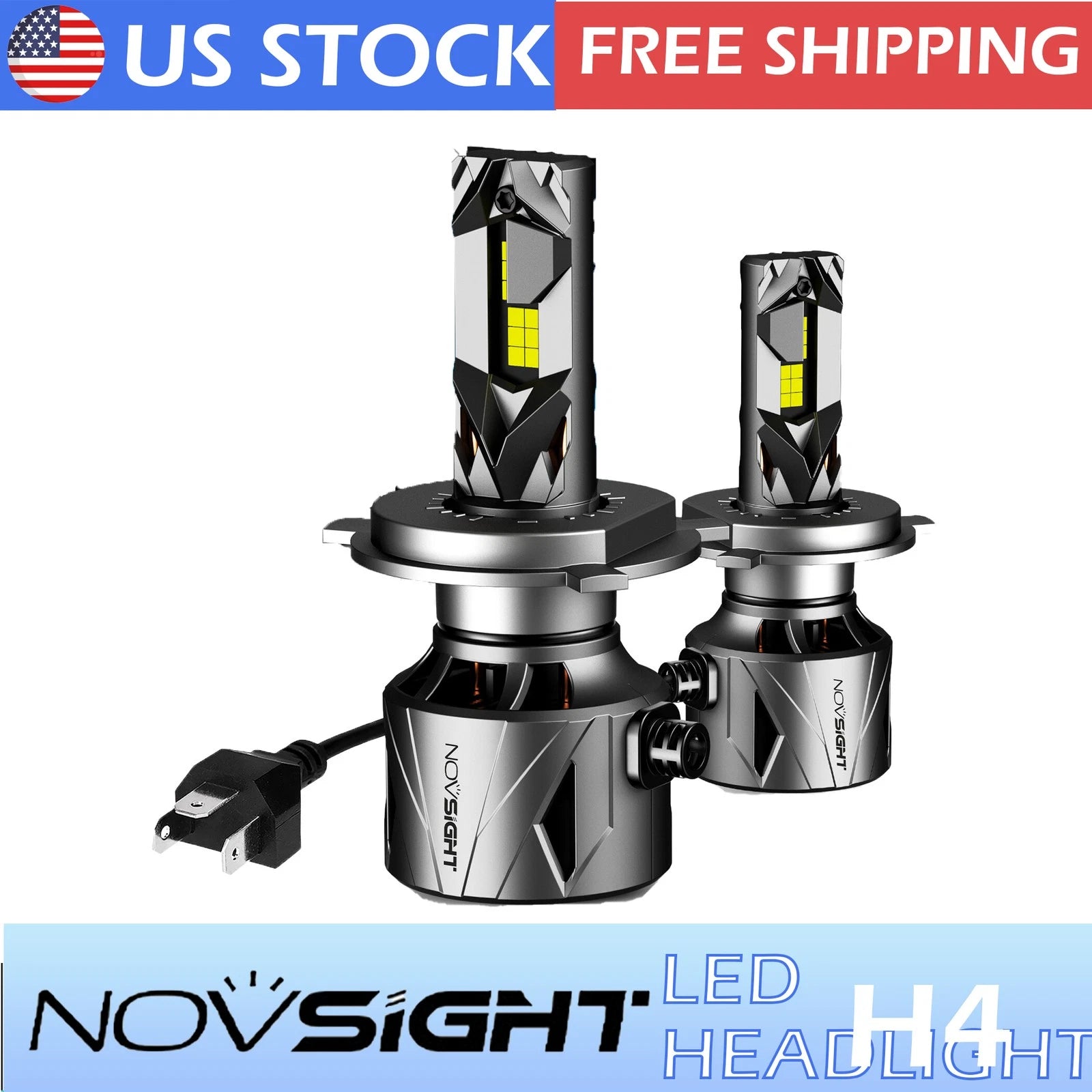 2X LED Headlight Bulbs for H4 9003 (60000LM)