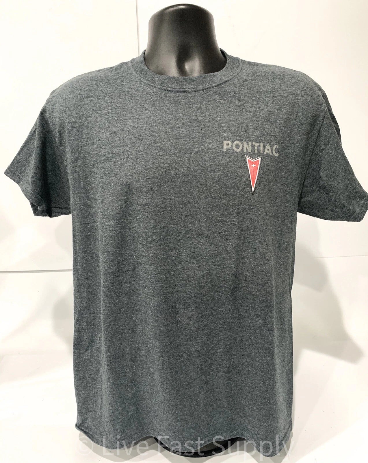 Licensed Pontiac T-Shirt Gray with Multiple Cars Service Station Scene (2000–2006)