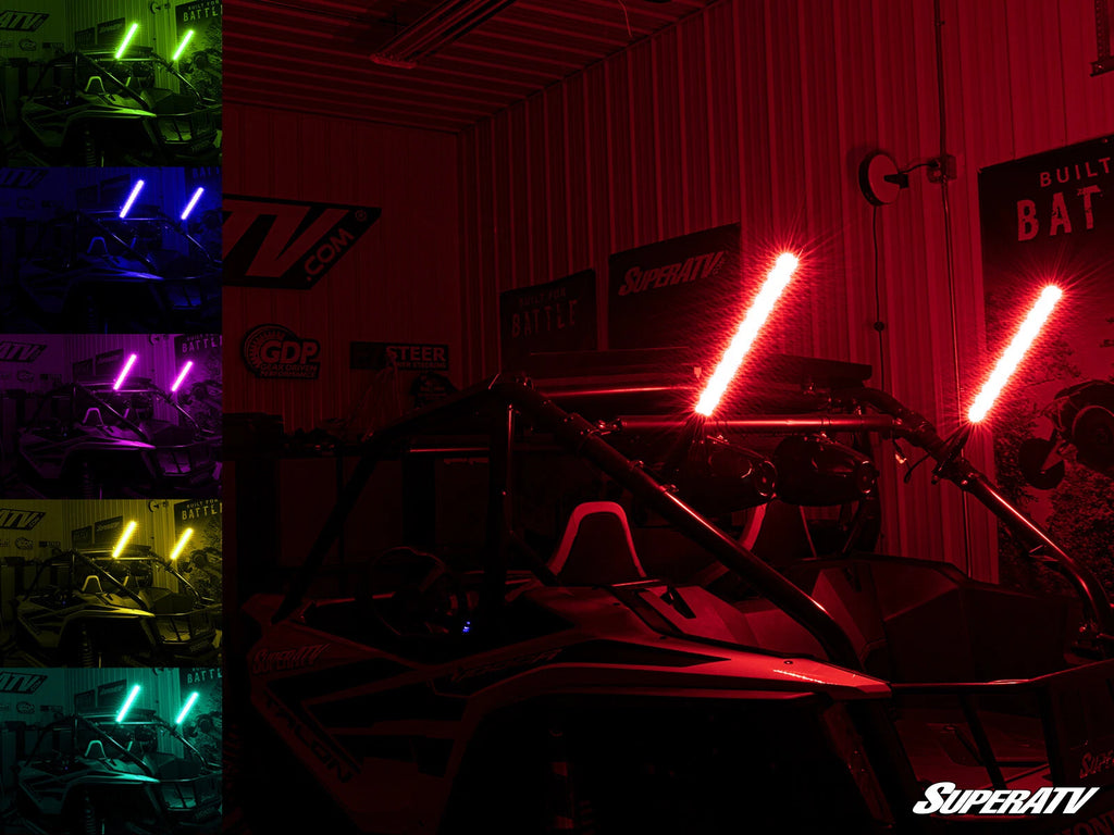 Set of 2 RGB LED Whip Lights for SuperATV (1.75" Vertical Mount)