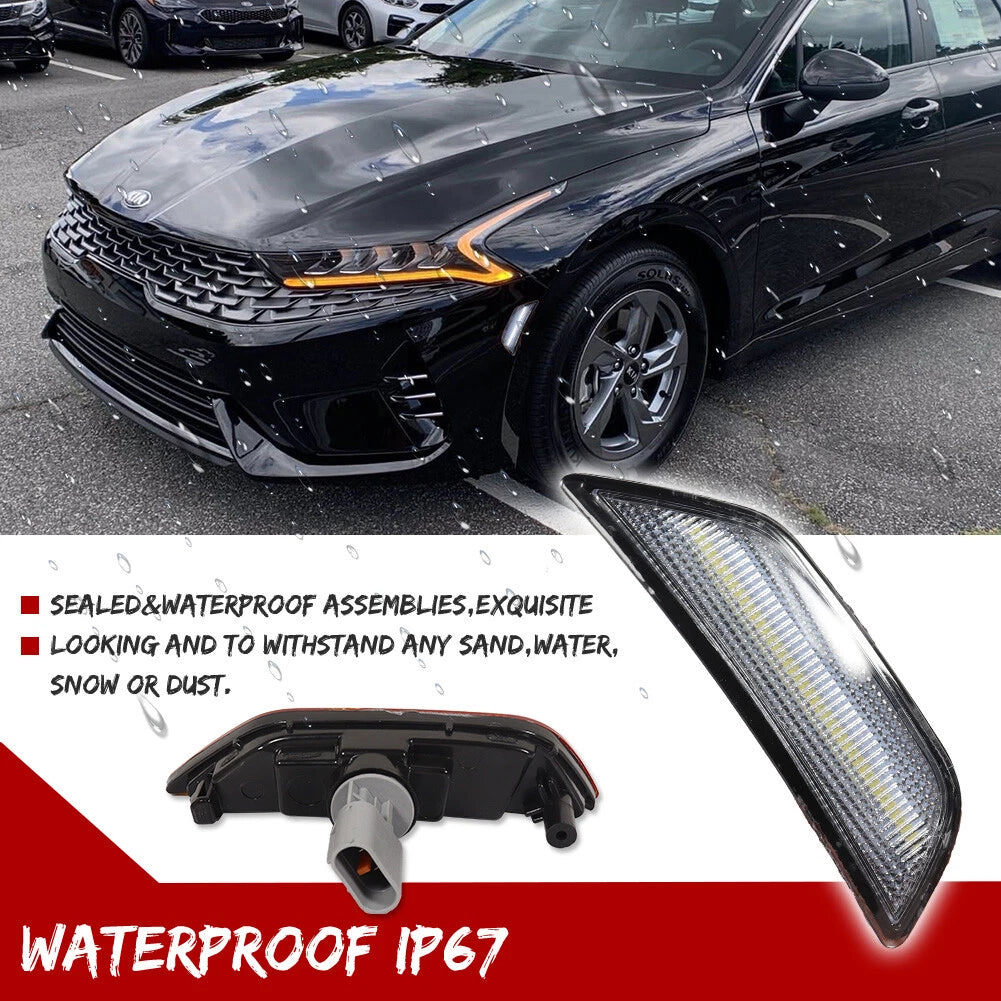 LED Side Marker Lights for Kia K5 Sedan (2021–2024) Clear White Assembly