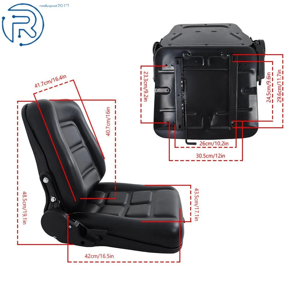 Adjustable Forklift Fold Down Seat for Universal Models (Black)