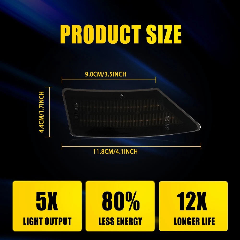 Smoked Lens Amber LED Front Fender Side Marker Light for Ford Ranger (2019–2022)