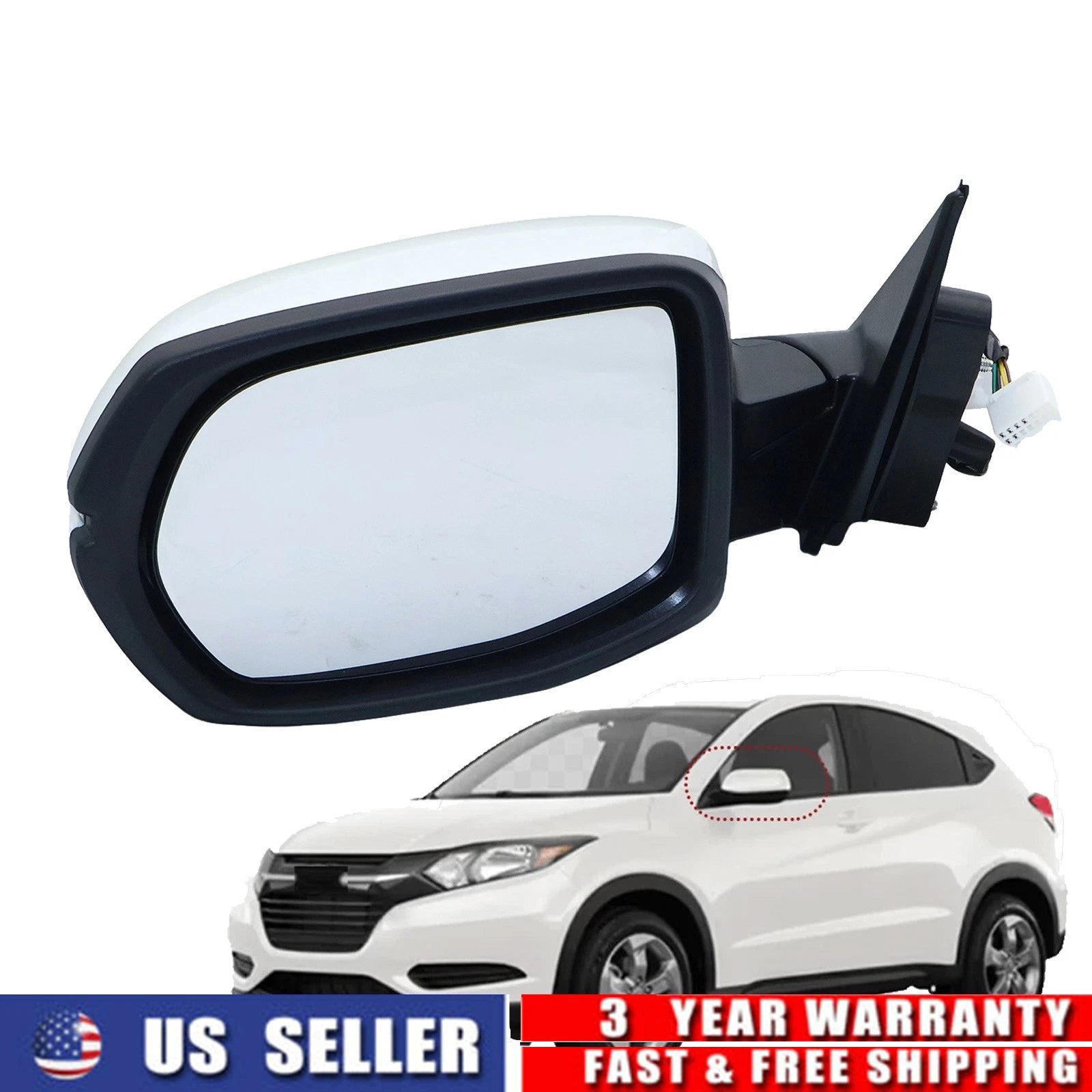 Left Side Manual Folding Mirror with Signal Light & Heat for Honda HR-V (2016–2018)